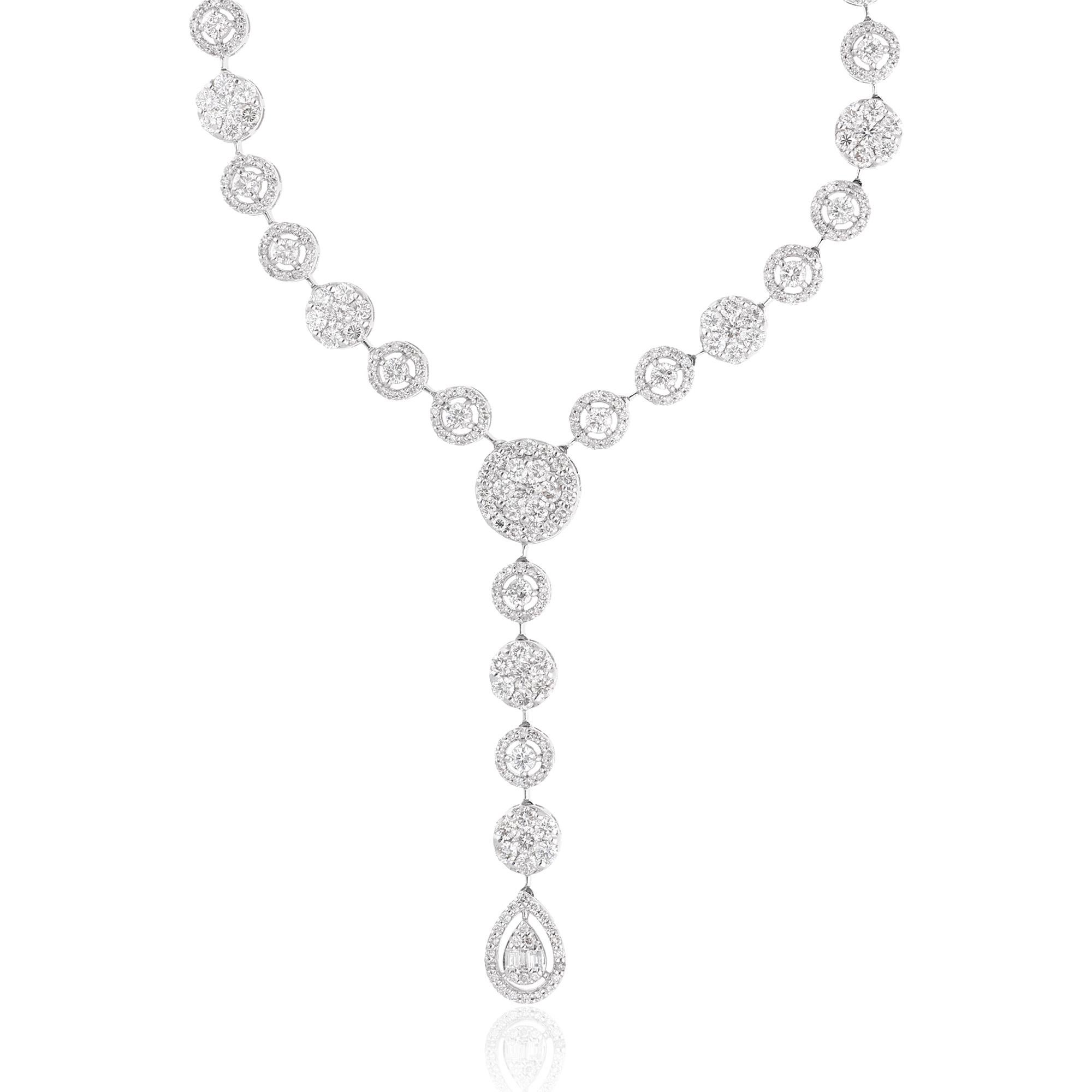7 Carati Diamante SI Chiarezza HI Colore Collana Lariat Oro Bianco 18 Carati In condizioni Nuovo in vendita a Diera, Dubai