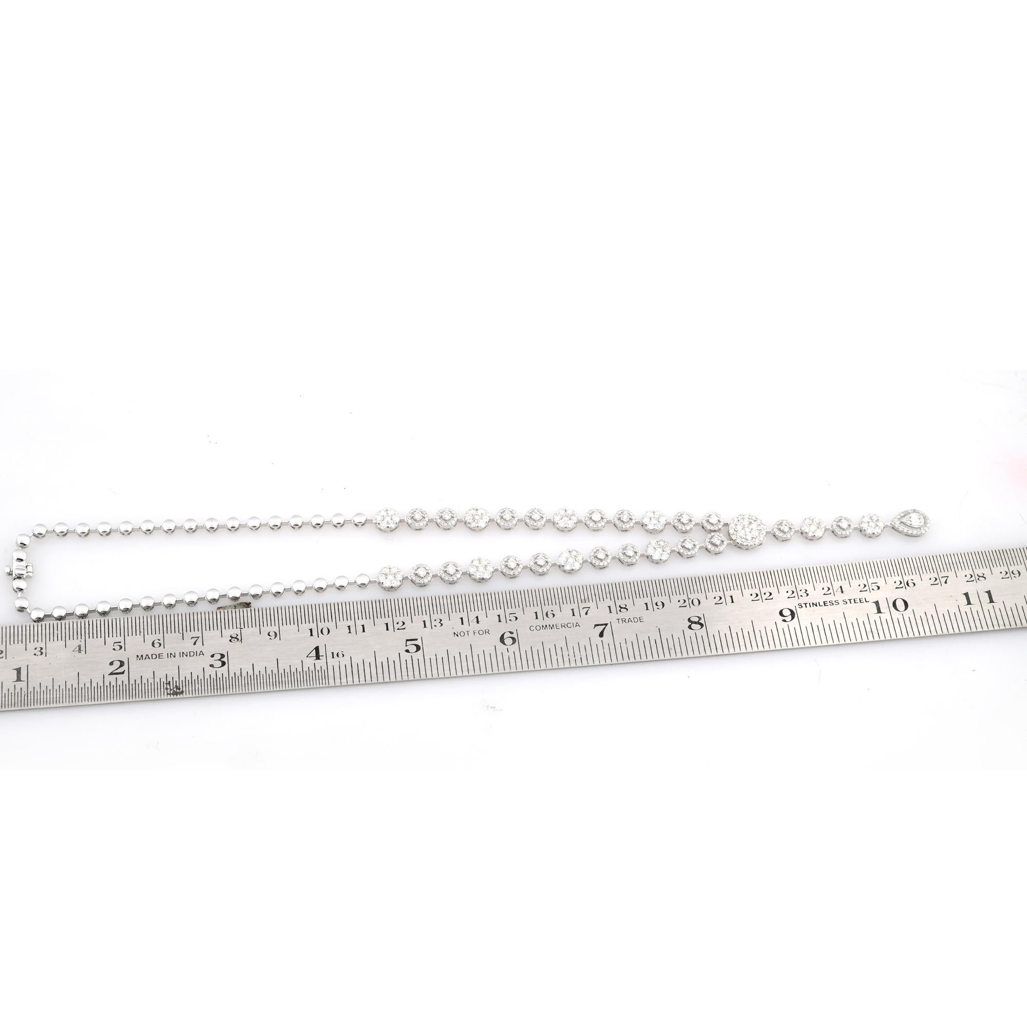 Donna 7 Carati Diamante SI Chiarezza HI Colore Collana Lariat Oro Bianco 18 Carati in vendita