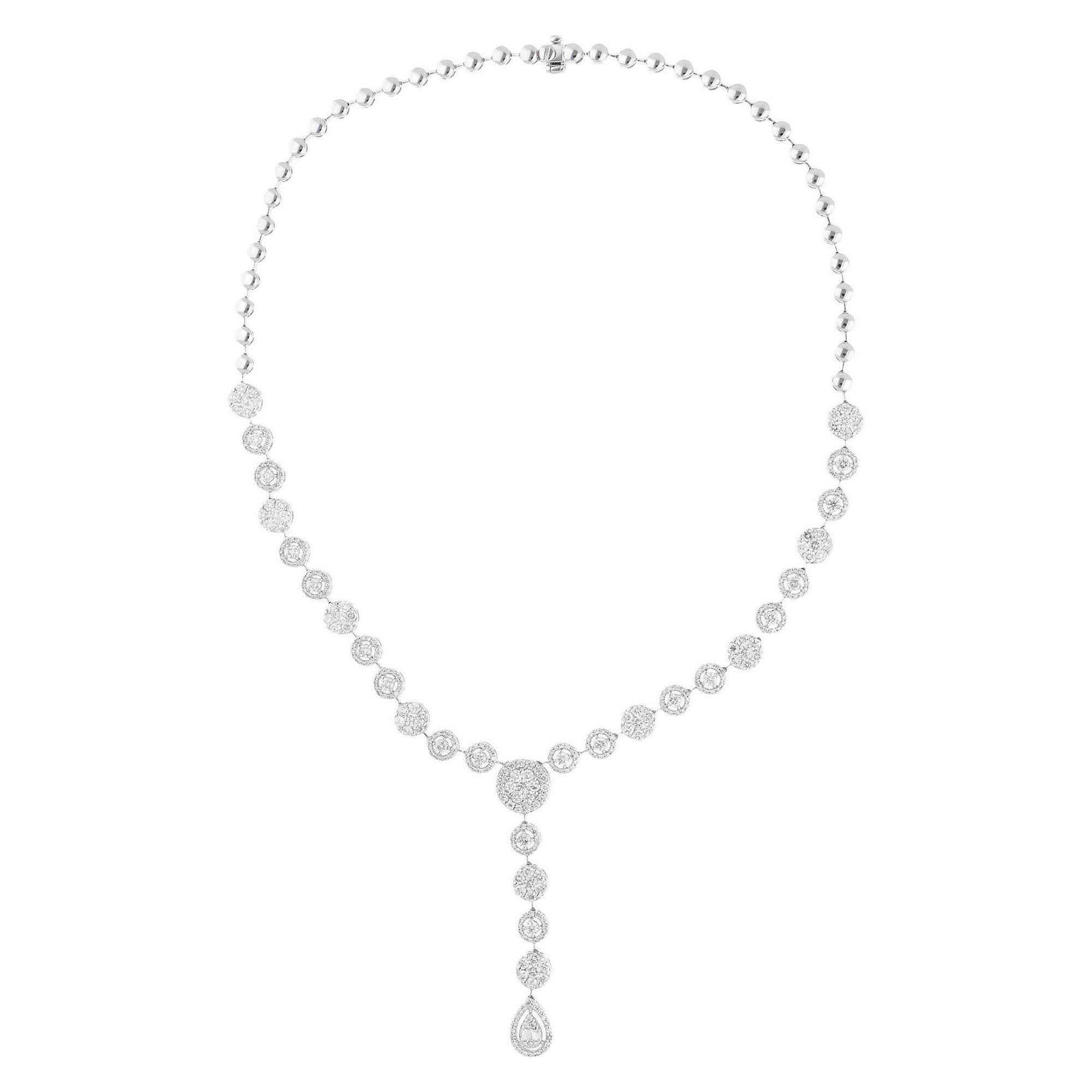 7 Carati Diamante SI Chiarezza HI Colore Collana Lariat Oro Bianco 18 Carati