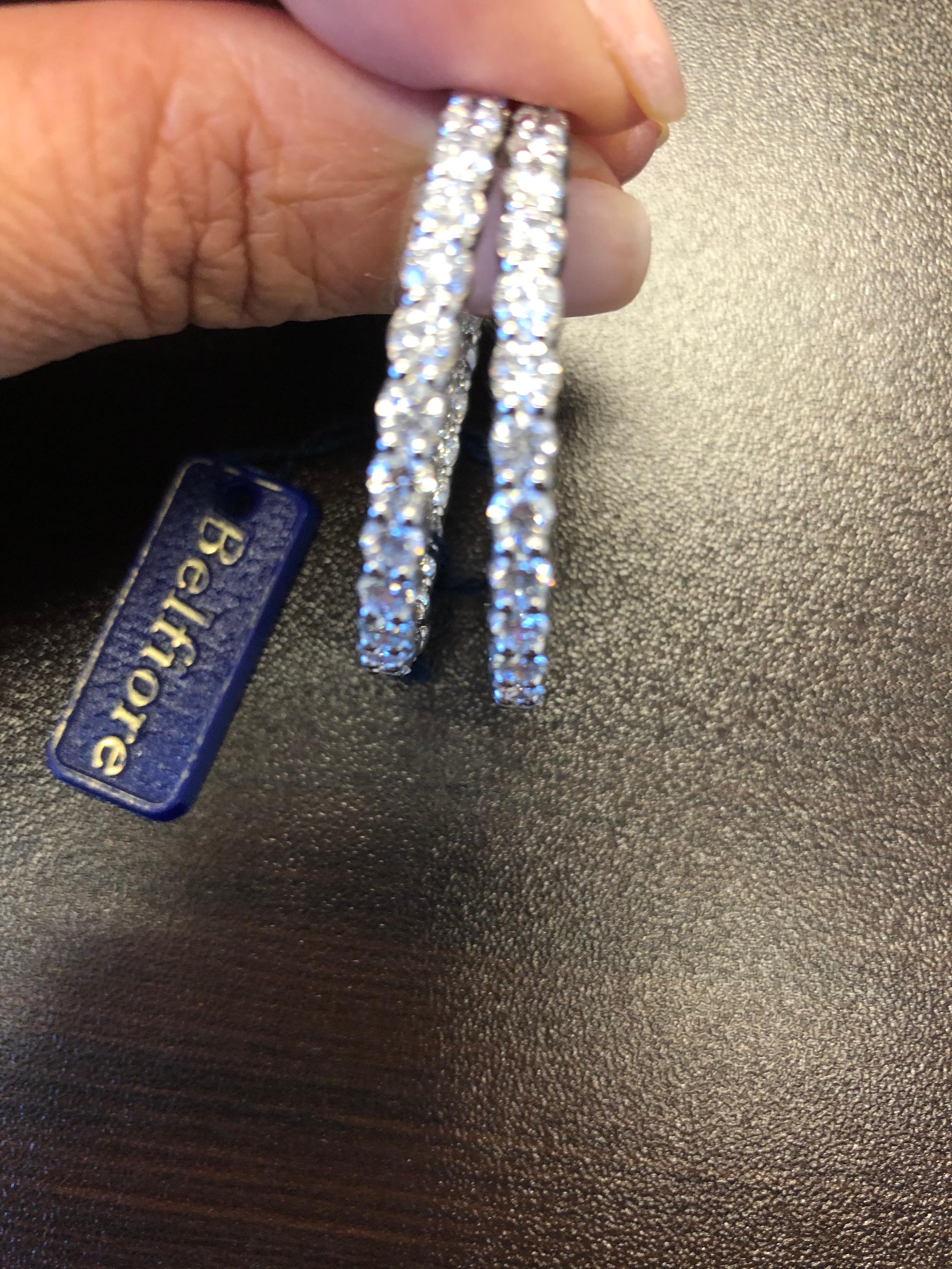 7 Carat Diamond White Gold Hoop Earrings In New Condition In Great Neck, NY