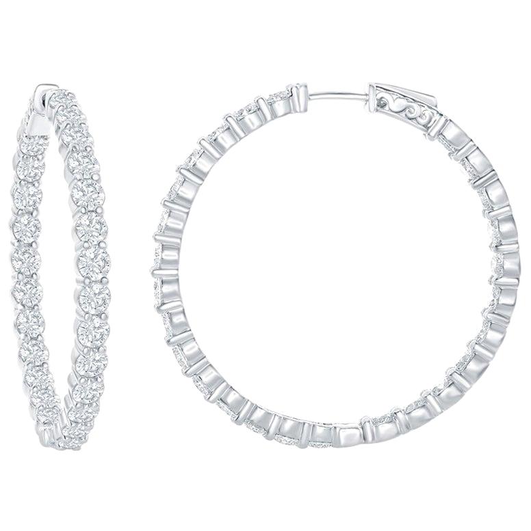Pendientes de aro de oro blanco con diamantes de 7 quilates en venta