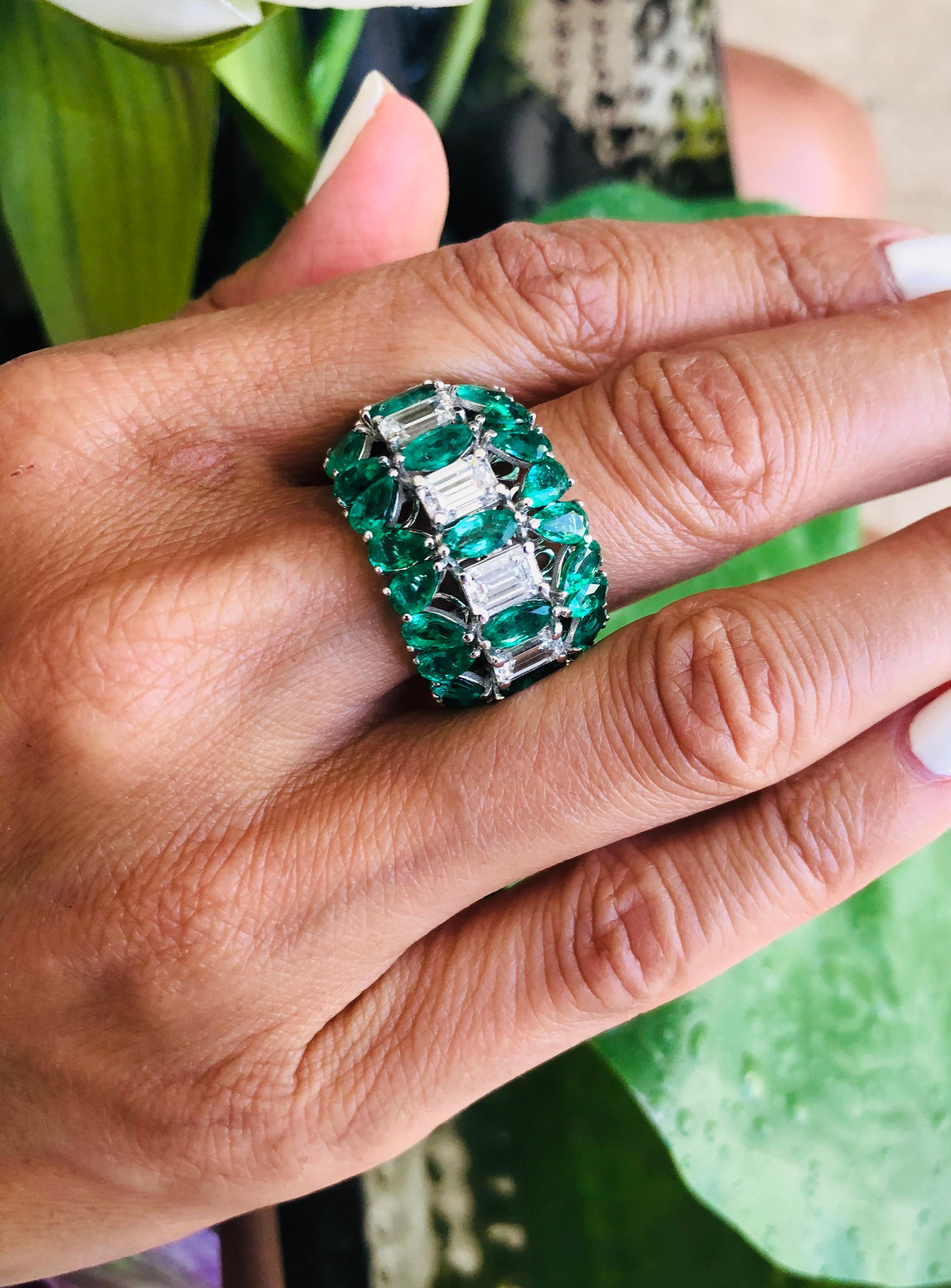 7 Carat Emerald and Diamond Ring 18 Karat Gold 2