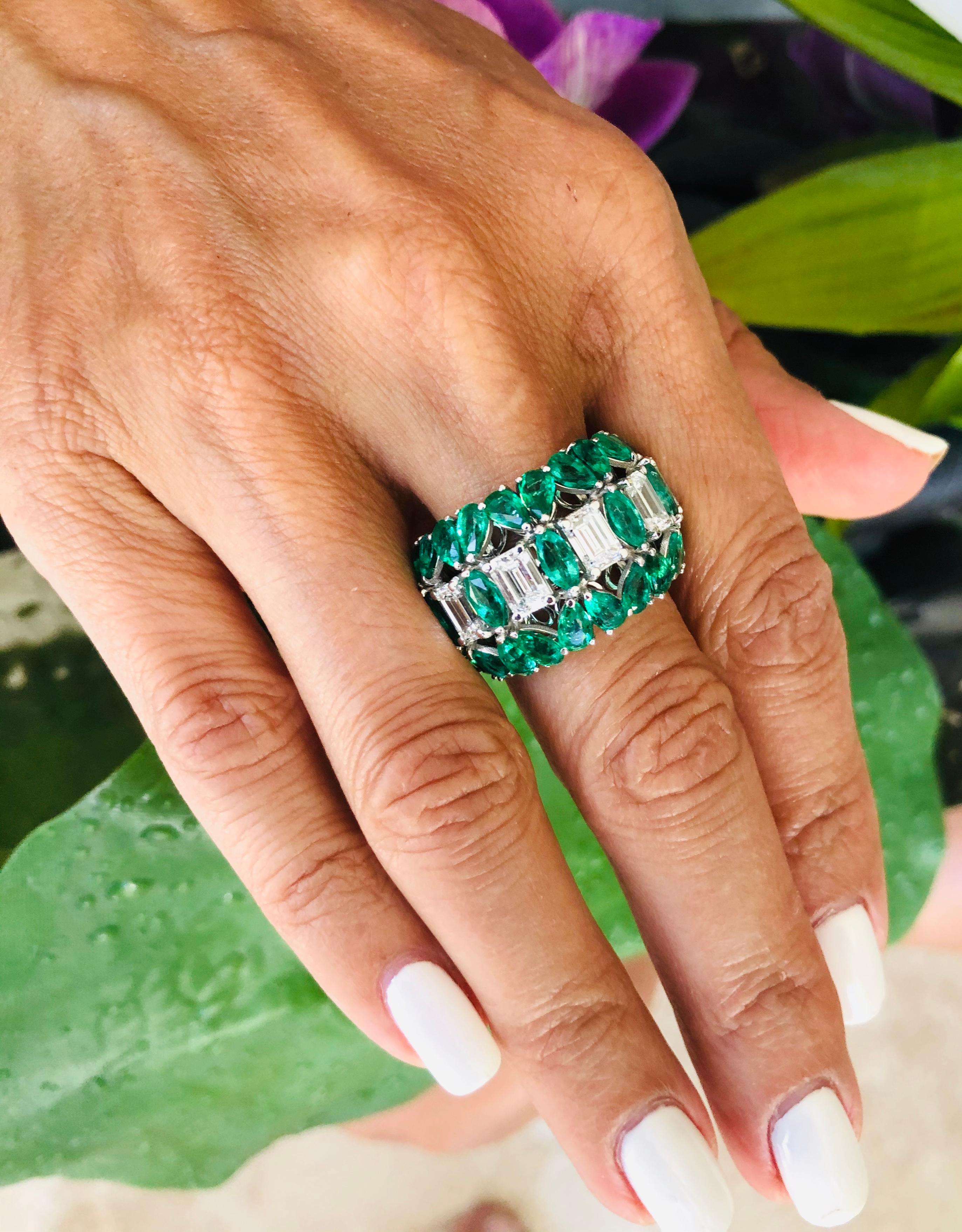 7 Carat Emerald and Diamond Ring 18 Karat Gold 1