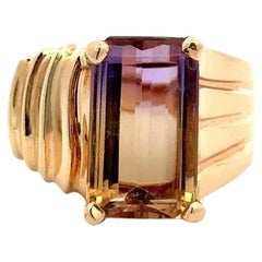 7 Karat Smaragdschliff Ametrine Gold Cocktail-Ring