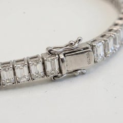 7 Carat Emerald Cut Diamond 14k White Gold Tennis Bracelet