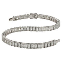 7 Carat Emerald Cut Diamond 14k White Gold Tennis Bracelet