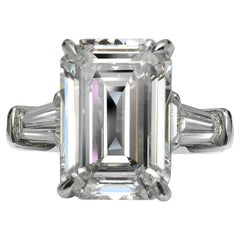 7 Carat Emerald Cut Diamond Engagement Ring GIA Certified F IF