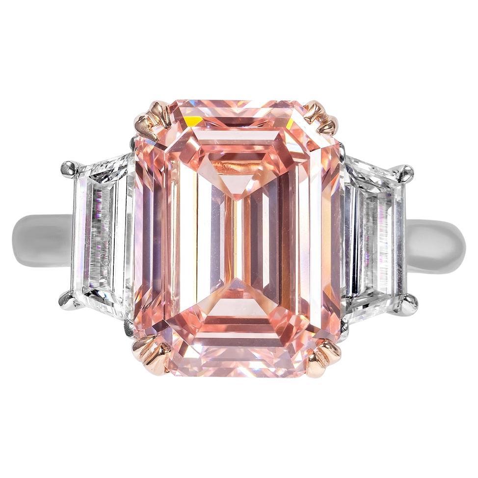 7 Carat Emerald Cut Diamond Engagement Ring GIA Certified FVP VVS1 For Sale