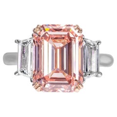7 Carat Emerald Cut Diamond Engagement Ring GIA Certified FVP VVS1