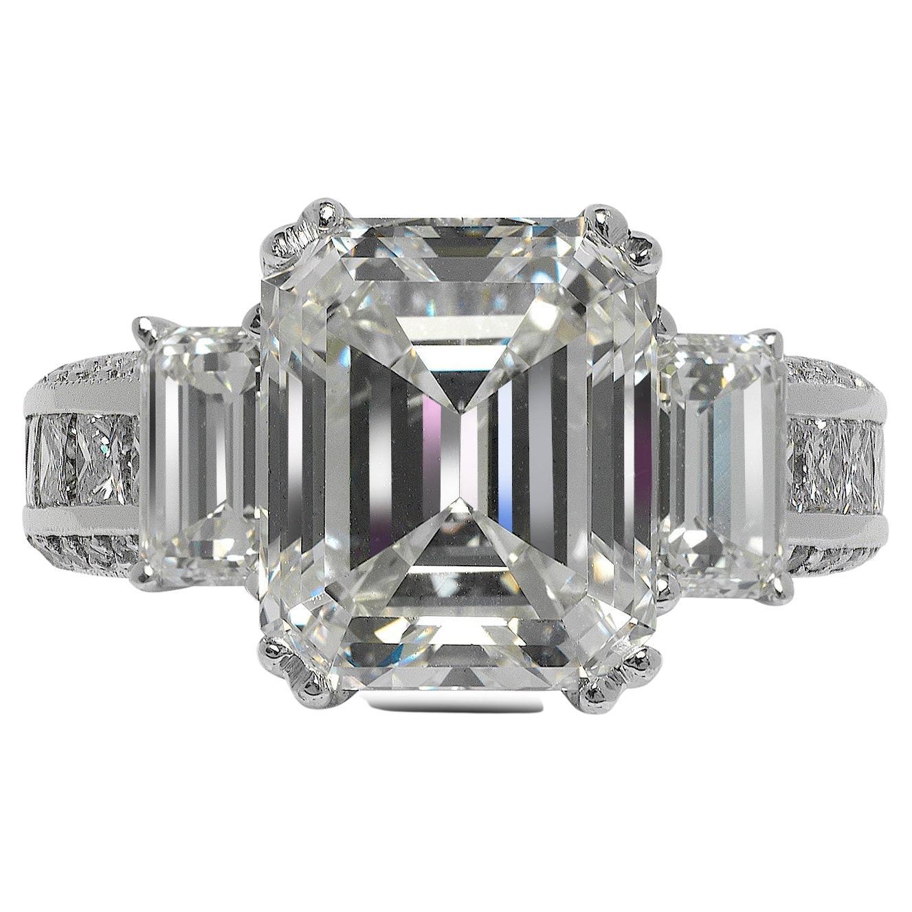 7 Carat Emerald Cut Diamond Engagement Ring GIA Certified J VVS2