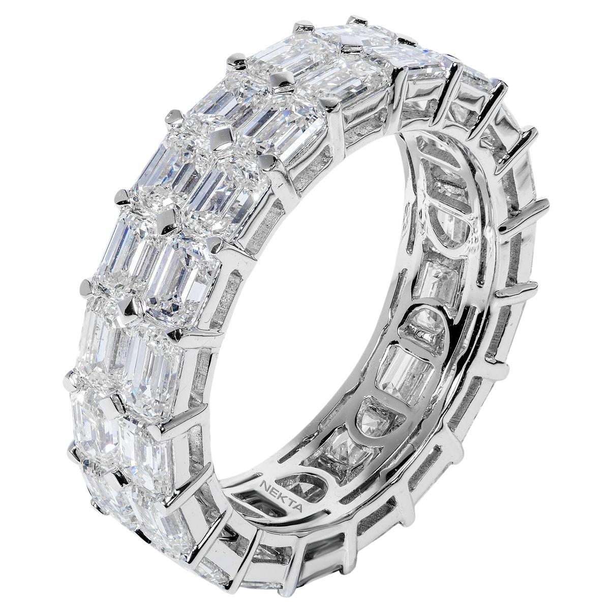 7 Carat Emerald Cut Diamond Eternity Band Certified For Sale at 1stDibs