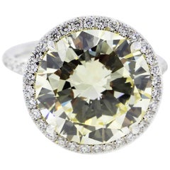 7 Carat Fancy Yellow Round Diamond Engagement Ring in Platinum