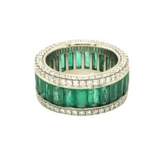 Gems Are Forever 7 carat French Cut Emerald & 2.07 carat Diamond Eternity Band