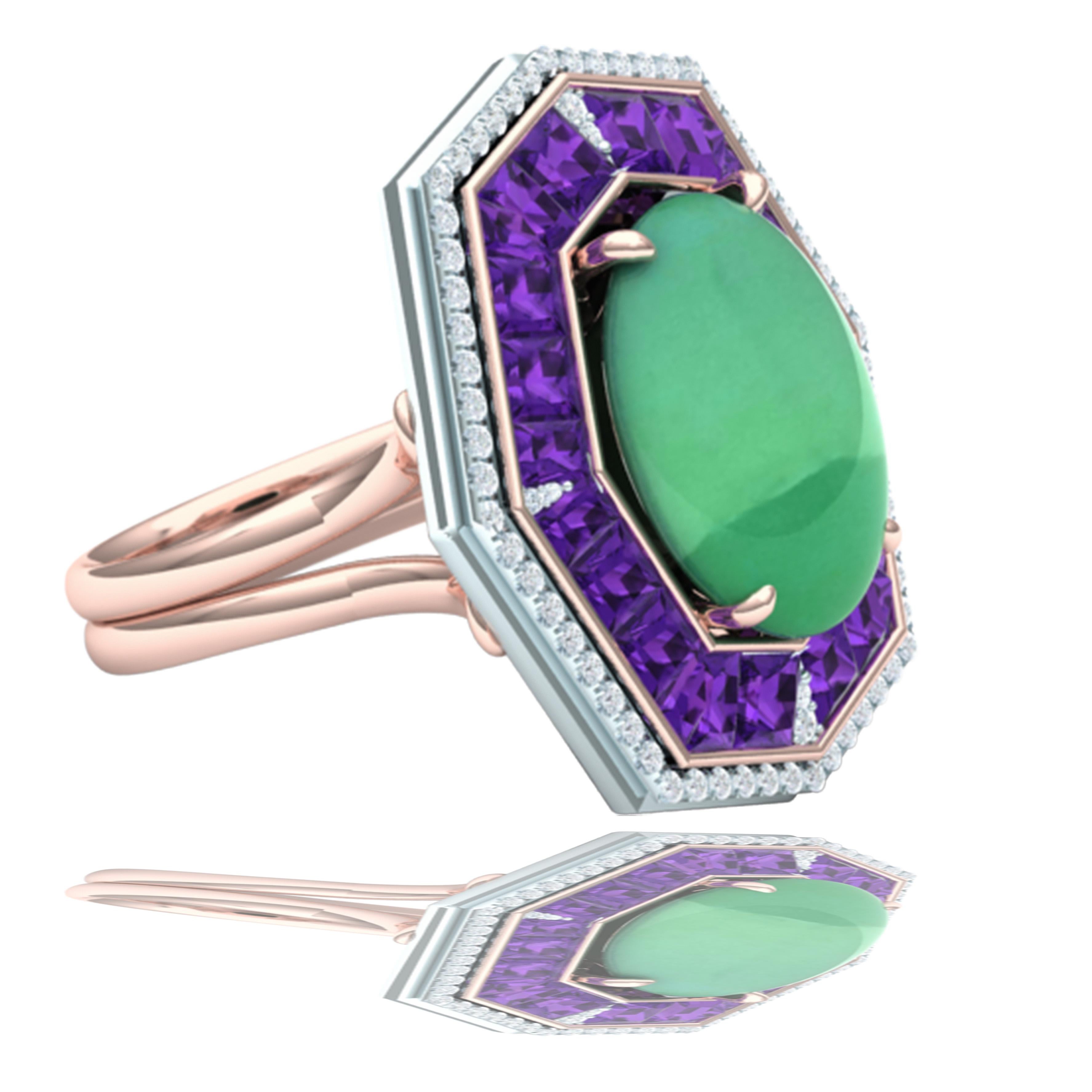 Modern 7 Carat GIA Certified Jadeite Purple Sapphire and Diamond Ring For Sale