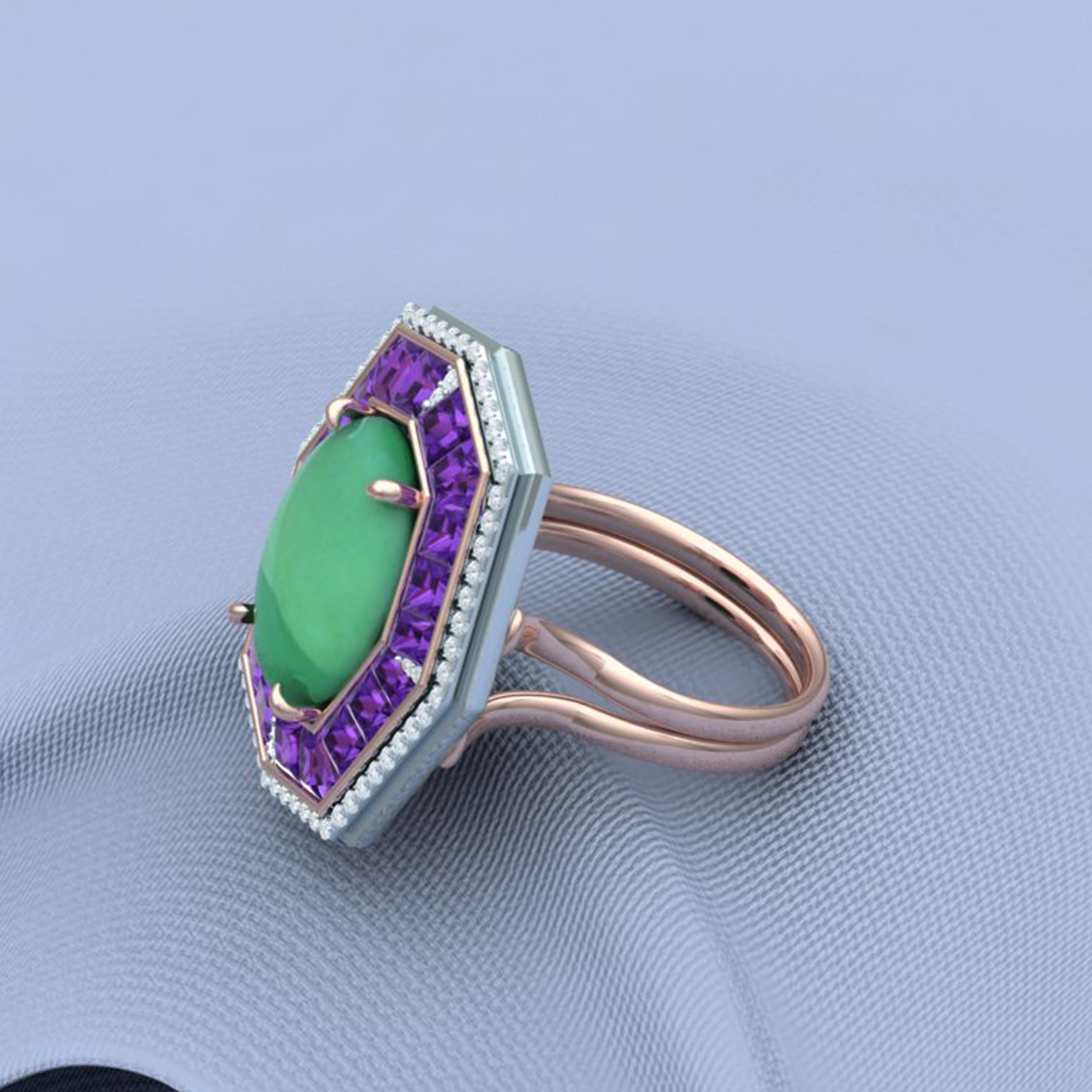 7 Carat GIA Certified Jadeite Purple Sapphire and Diamond Ring For Sale 1