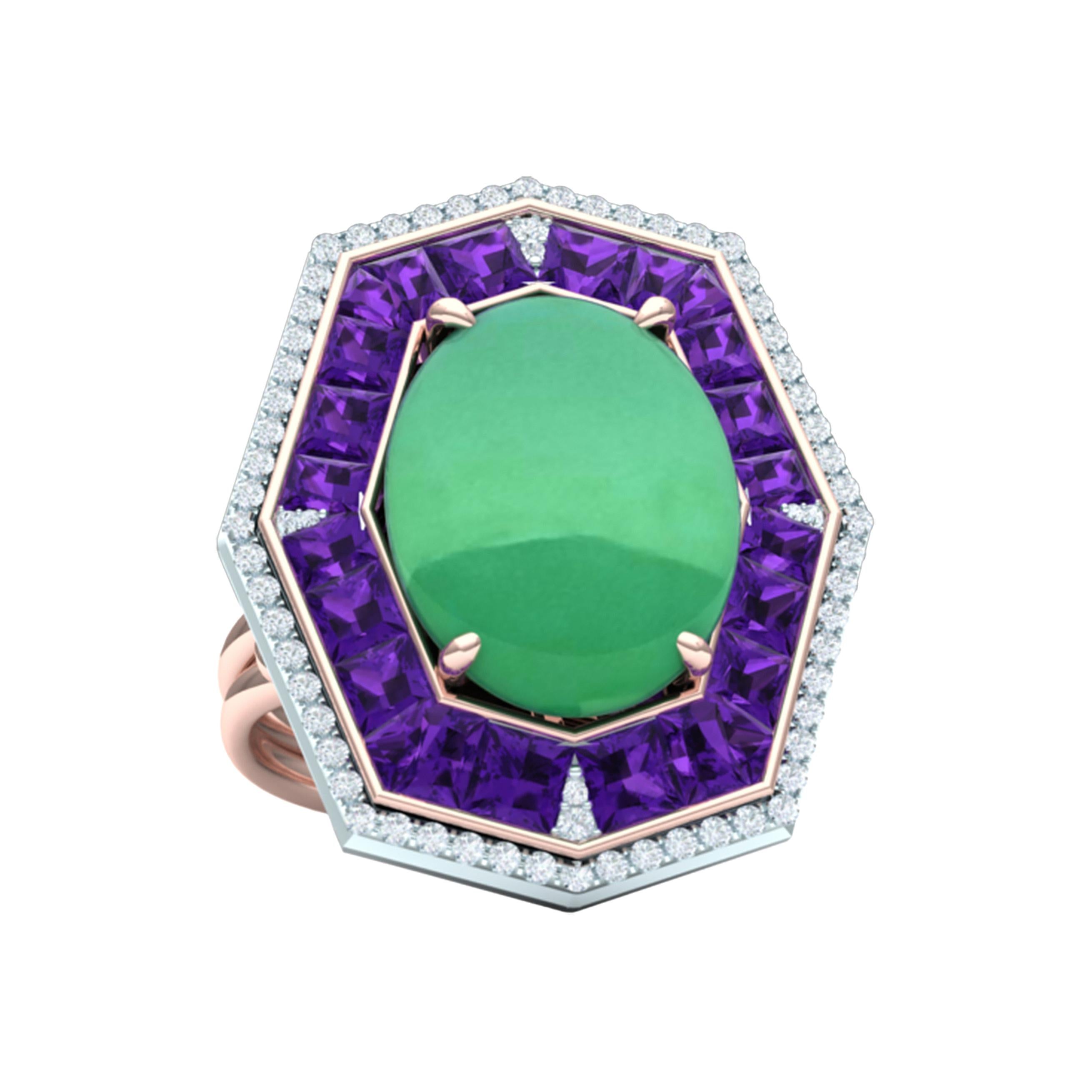 7 Carat GIA Certified Jadeite Purple Sapphire and Diamond Ring For Sale