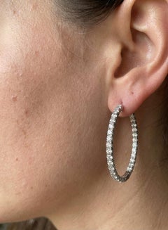 7 Carat Inside-Out Diamond Eternity Hoop Earrings