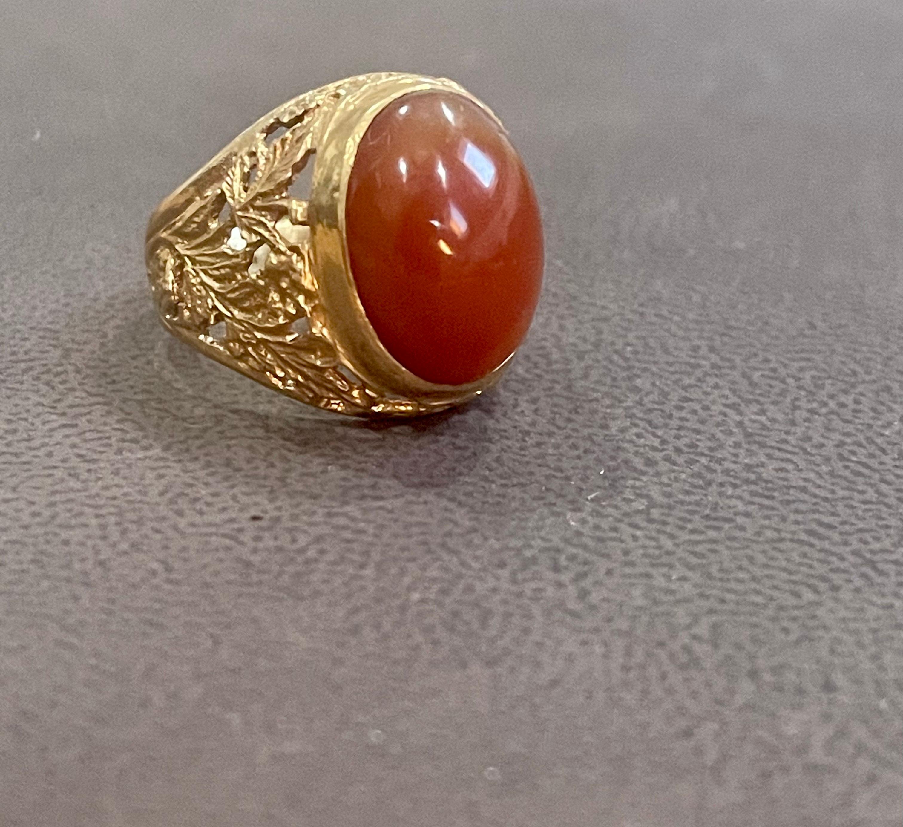 Approximately 7 Carat Jasper Cabochon 18 Karat Yellow Gold  Classic Wide Ring Size 8 & 1/2

Quality craftsmanship makes this long lasting ring a great value. rounded inside edge for increased comfort.
High Polish, Amazing Ring , you will be very