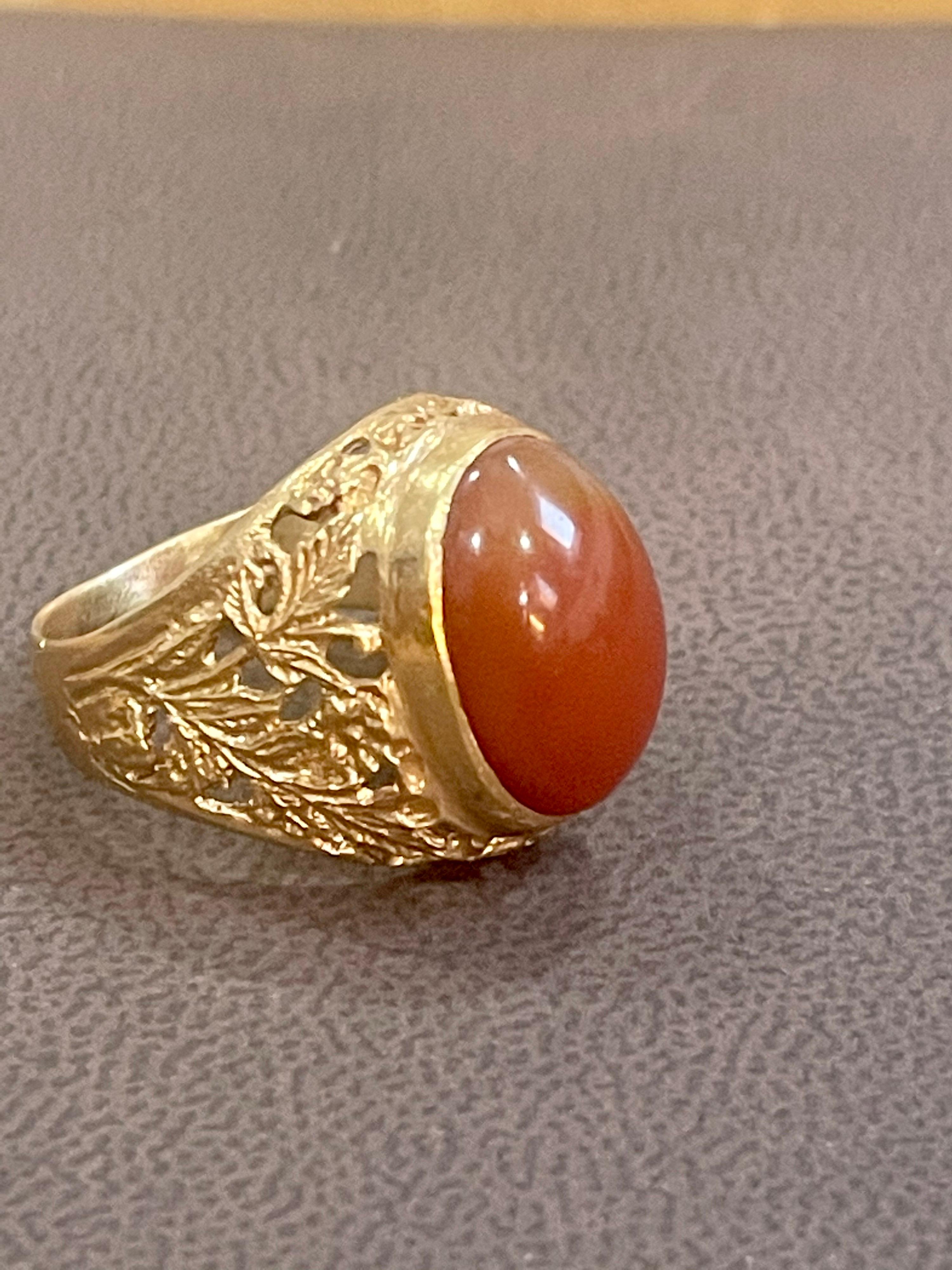 7 Carat Jasper Cabochon 18 Karat Yellow Gold Classic Wide Ring For Sale 2