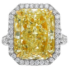 Rare Colors 7ct  Light Yellow Elongated Radiant Cut Diamond Halo Engagement Ring