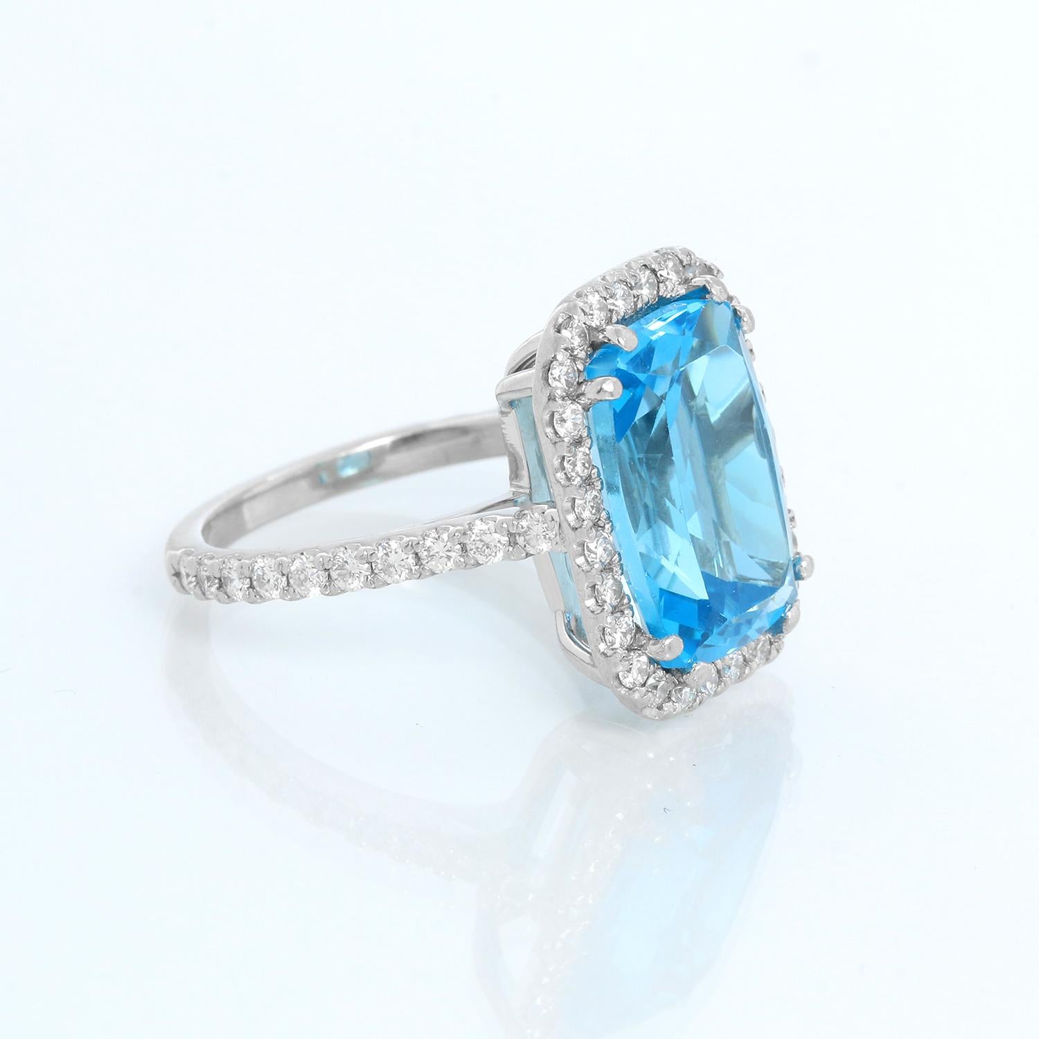 7 Ct. London Topaz & Diamonds White Gold Ring Size 6 - 7 ct. London Topaz  set in 18K white gold featuring 48 (0.82ctw.) diamonds with VS2-clarity and G-color. Size 6 and can be sized.