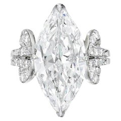 7 Carat Marquise Statement Brilliant White / D color VVS 14K White Diamond Ring