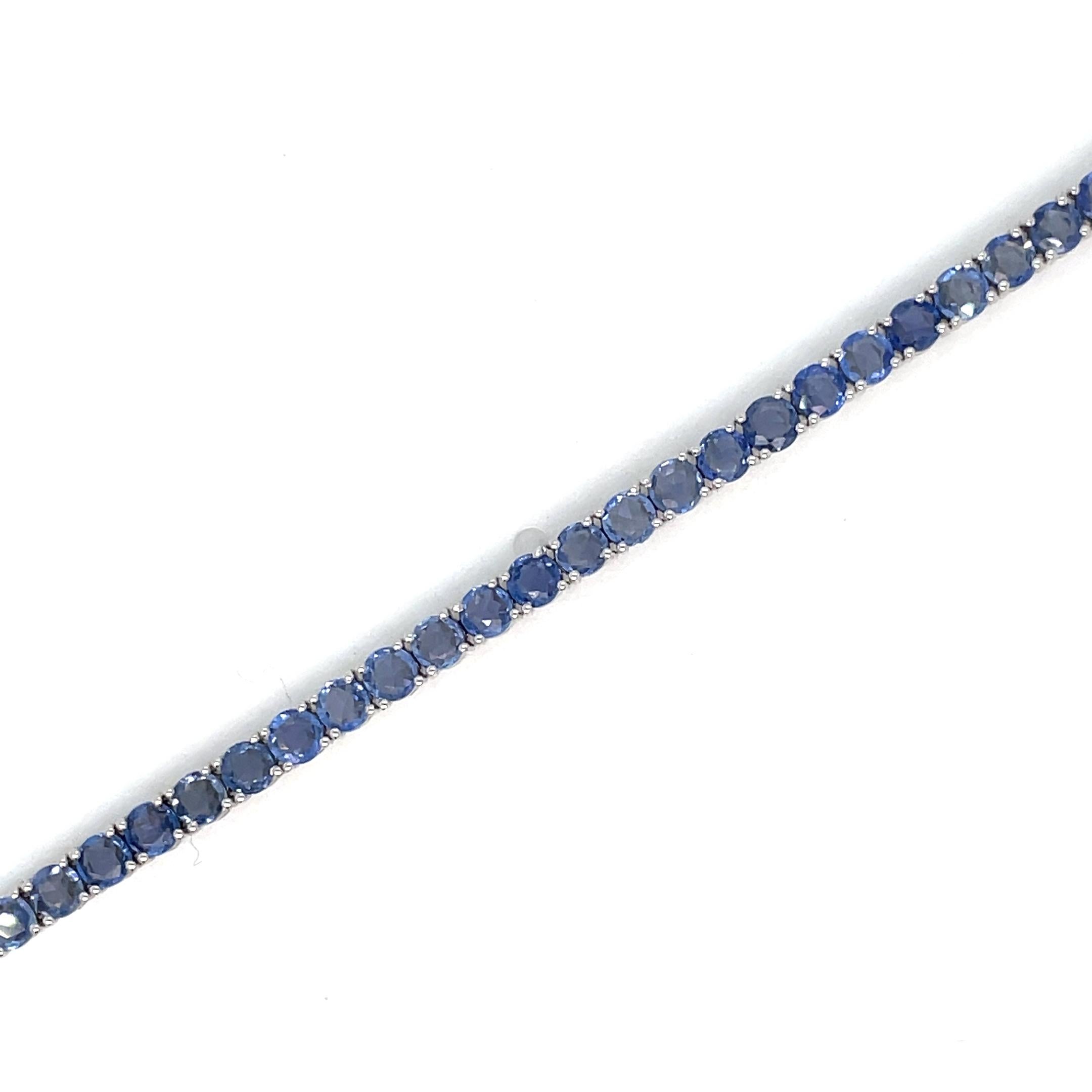 Fabulous important brand new bracelet made in solid 9 kt white gold and set with 6,90 Carats of vivid rose cut Natural Blu Sapphires, weighing 0.12 carat each (3,0 mm).
This piece is designed and crafted in our laboratories, thanks to old techniques
