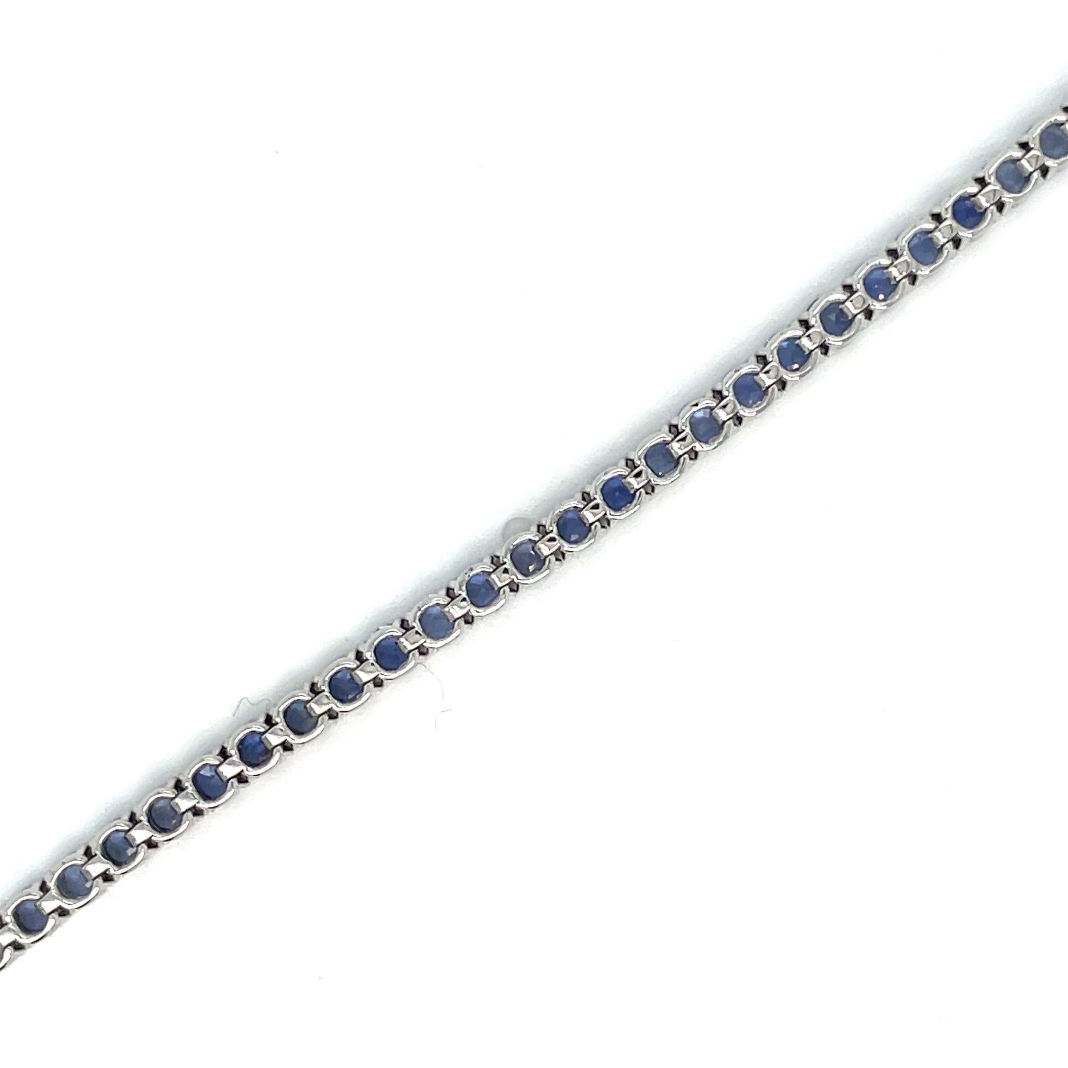 Rose Cut 7 Carat Natural Blu Sapphire Gold Tennis Bracelet For Sale