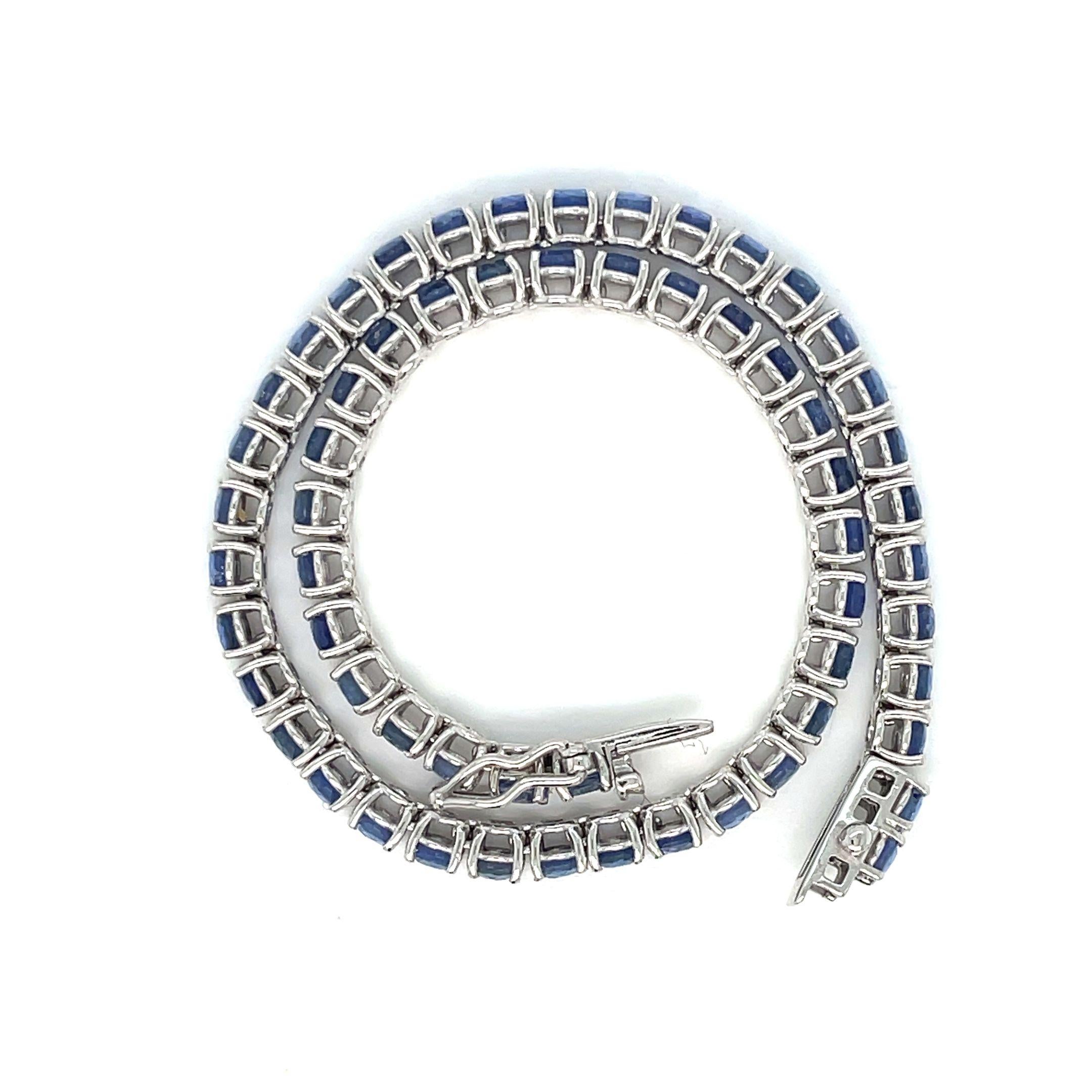 7 Carat Natural Blu Sapphire Gold Tennis Bracelet In New Condition For Sale In Napoli, Italy