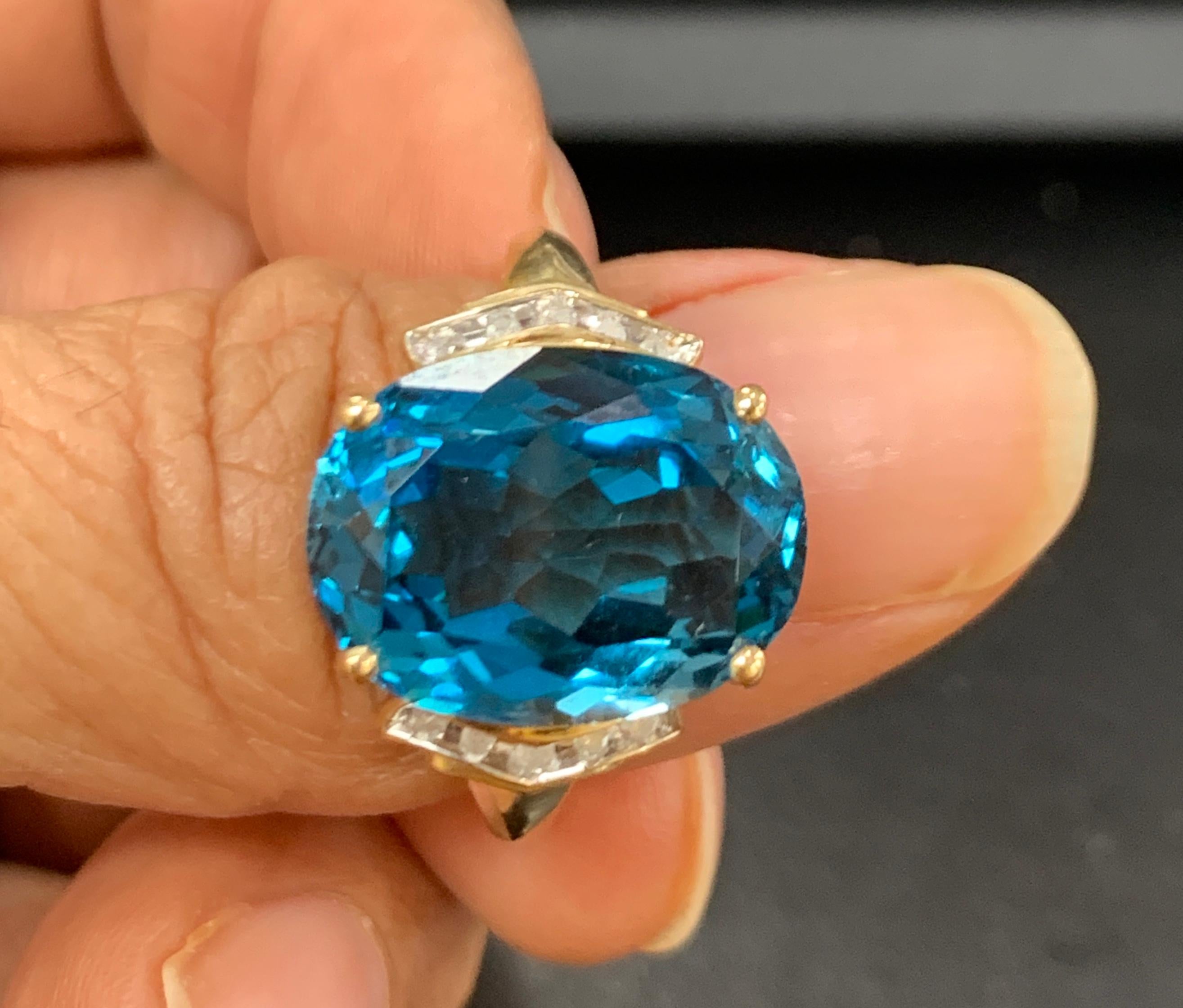 natural blue topaz ring