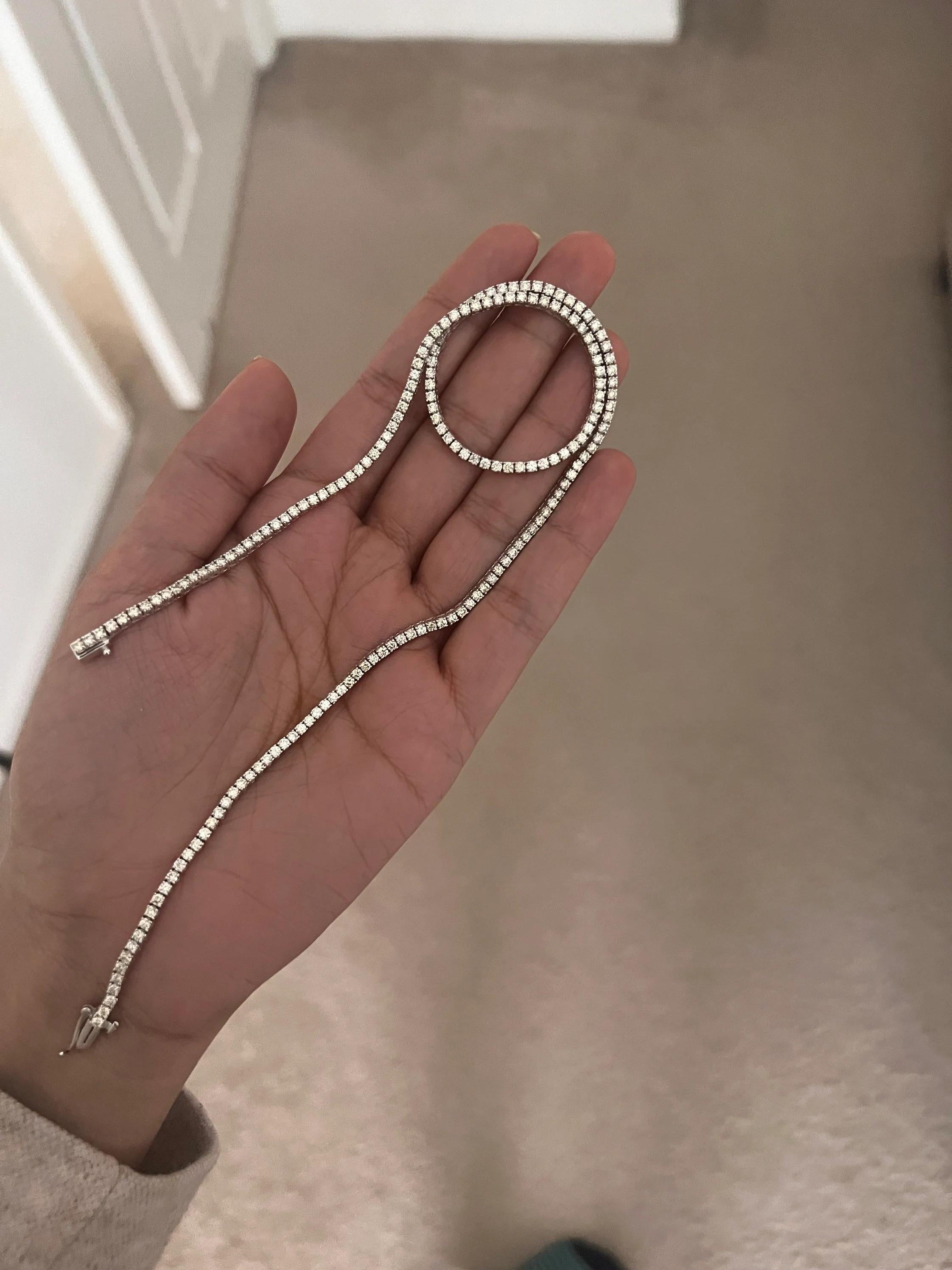 7 Carat Natural Diamonds Tennis Necklace in 14k Gold In New Condition For Sale In Jersey City, NJ