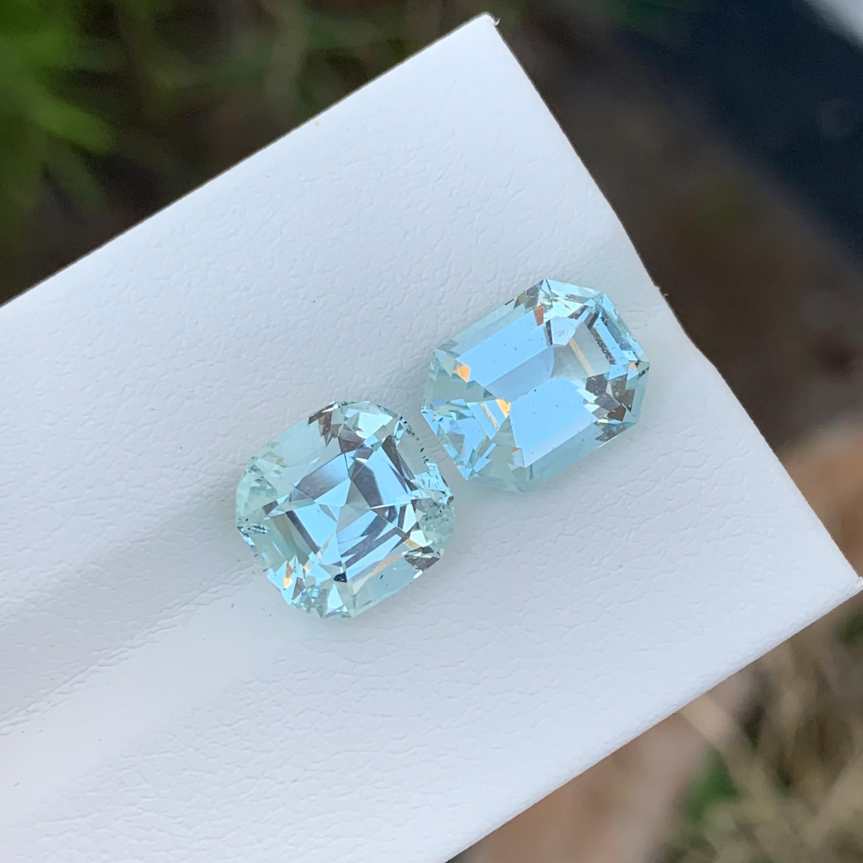 7 Carat Natural Loose Aquamarine Duo Cushion Shape Gem For Jewellery Making  For Sale 4