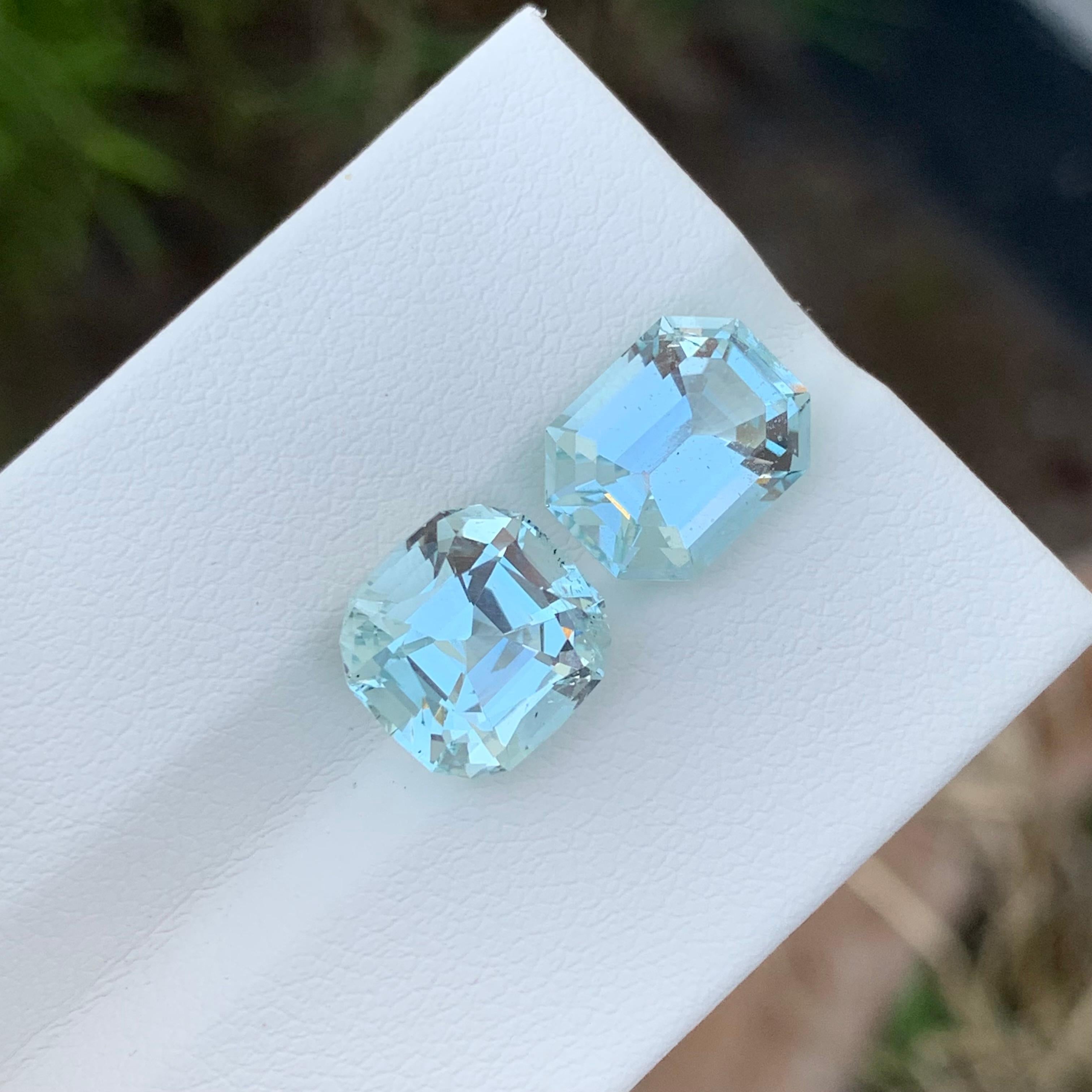 7 Carat Natural Loose Aquamarine Duo Cushion Shape Gem For Jewellery Making  For Sale 5