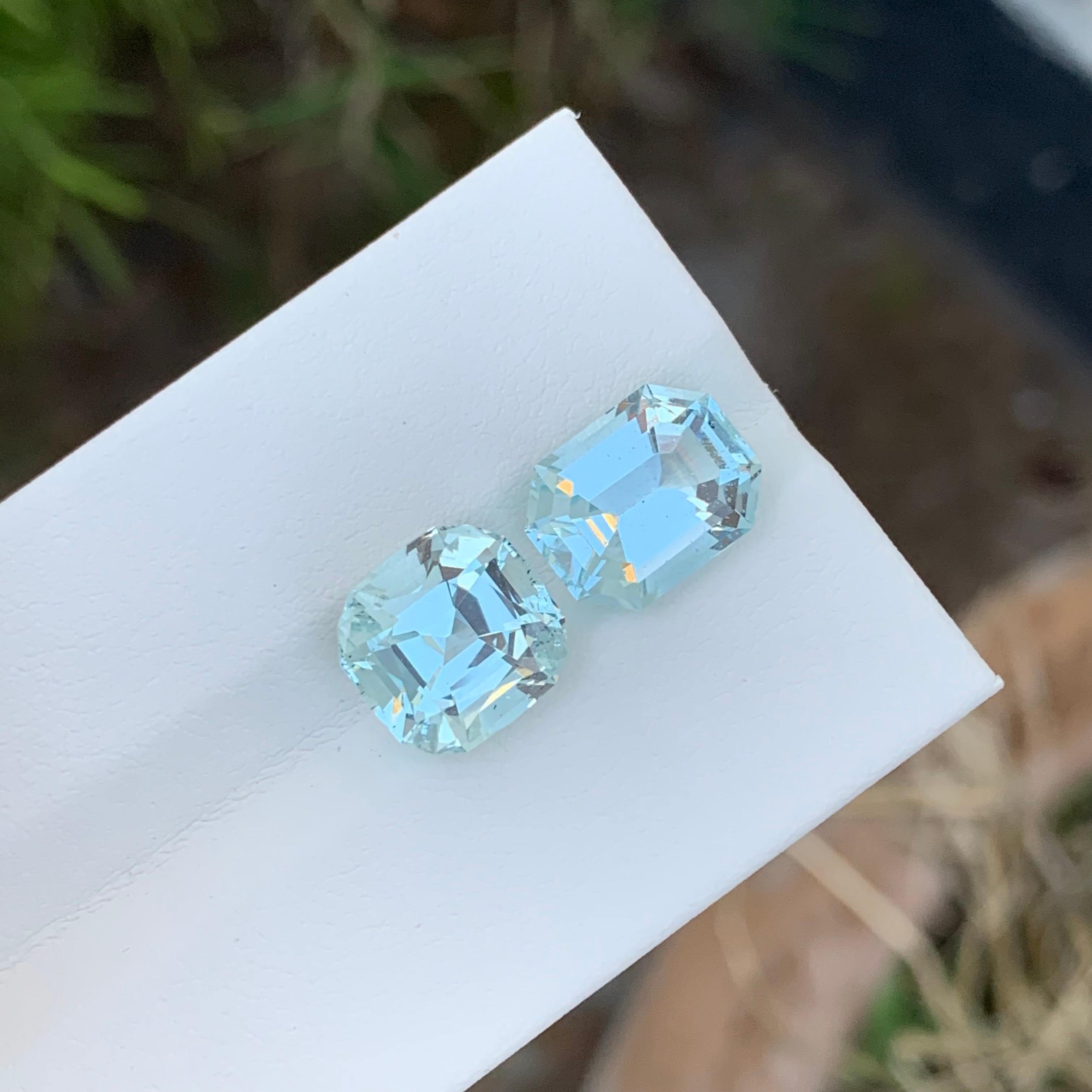 7 Carat Natural Loose Aquamarine Duo Cushion Shape Gem For Jewellery Making In New Condition For Sale In Peshawar, PK