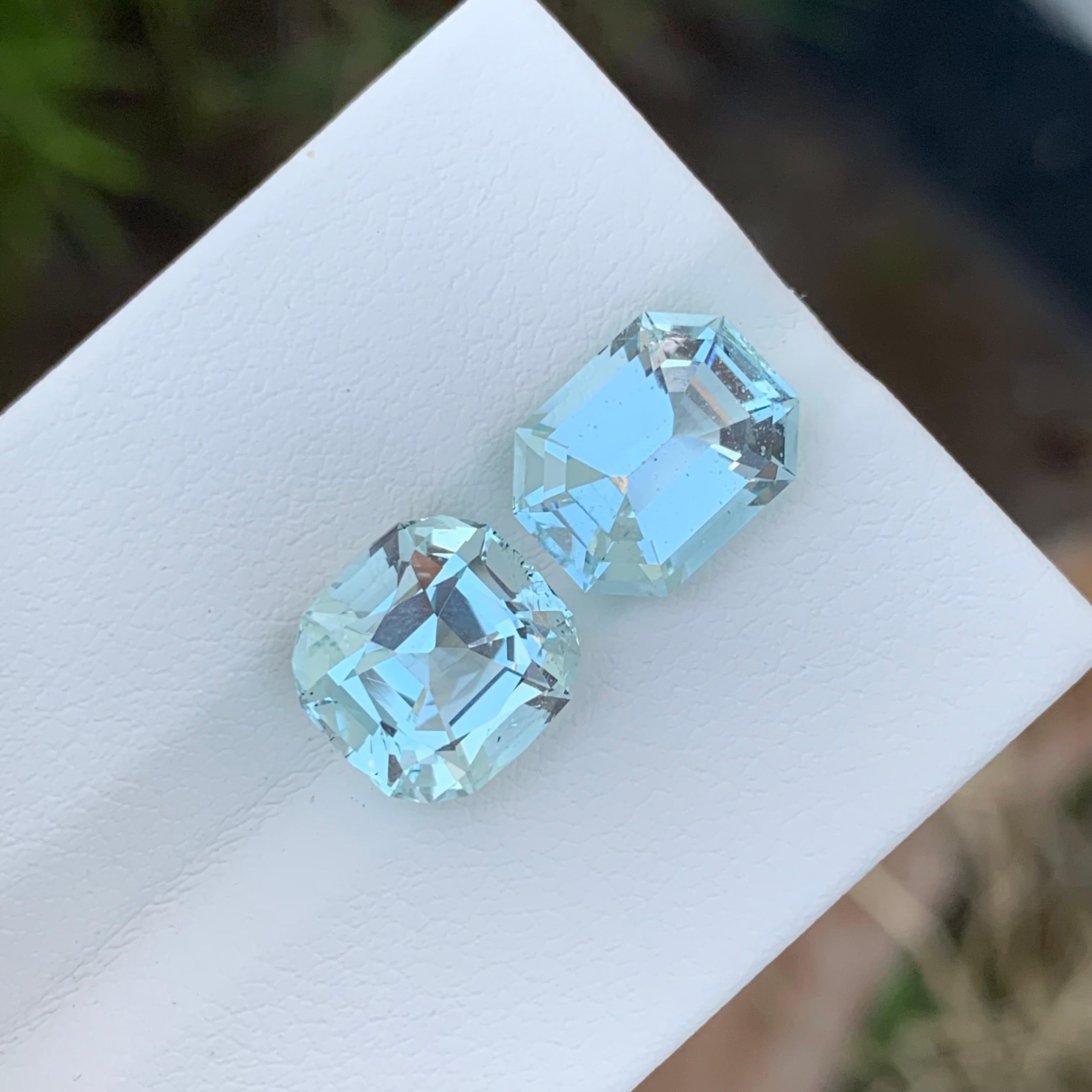 7 Carat Natural Loose Aquamarine Duo Cushion Shape Gem For Jewellery Making  For Sale 2