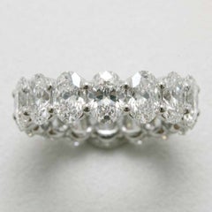 7 Carat Oval Brilliant Cut Diamond Eternity Band in 18k White Gold