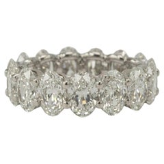 7 Carat Oval Brilliant Cut Diamond Eternity Band in 18k White Gold