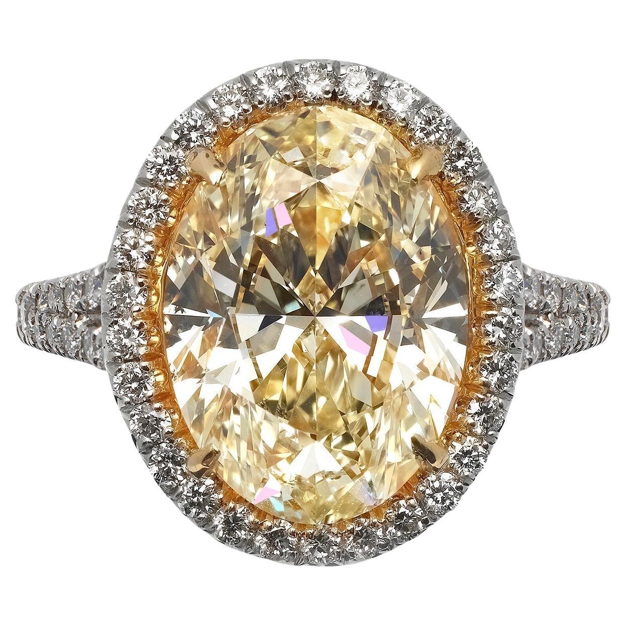 7 Karat Ovalschliff Diamant-Verlobungsring GIA zertifiziert Y-Z SI1 im Angebot
