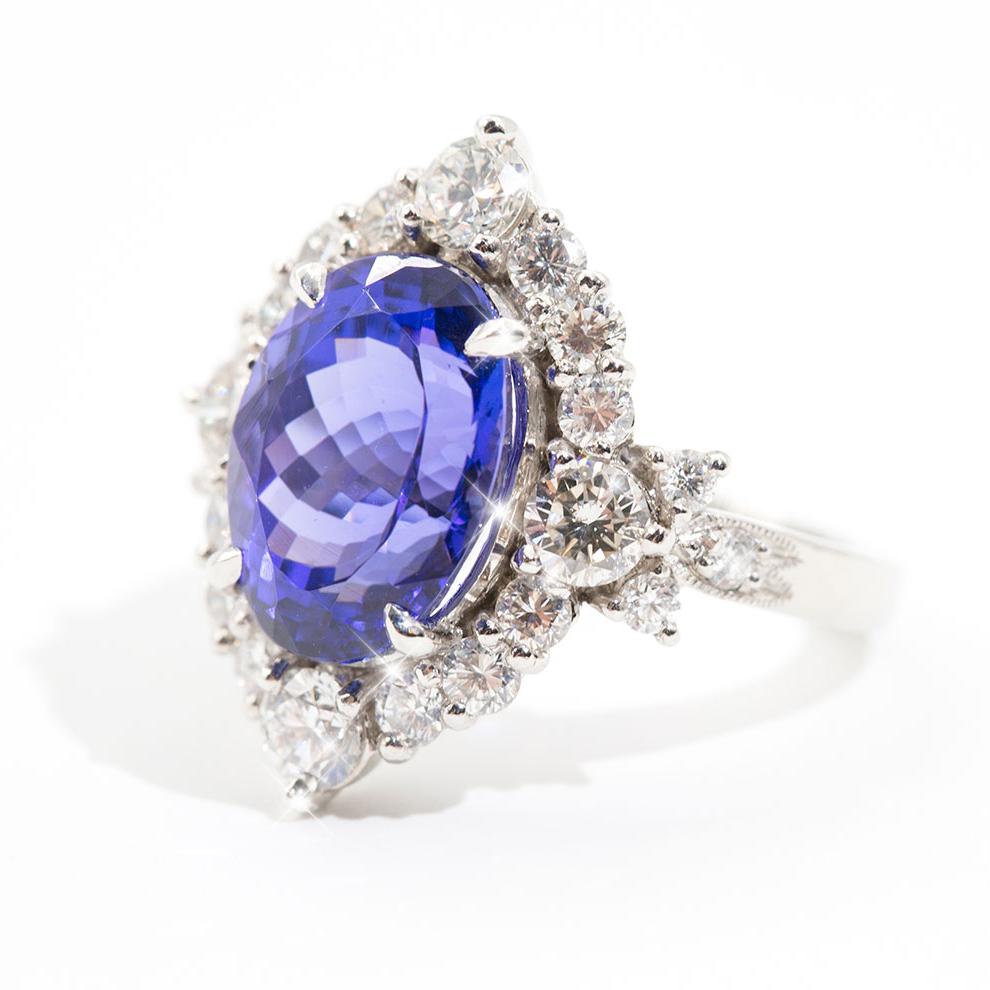 7 Carat Oval Flawless Tanzanite and 1.80 Carat Diamond Platinum Cocktail Ring 3