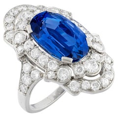 7 Carat Oval Statement Blue Sapphire 18K Gold Refined Grandeur Modern Classic