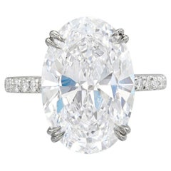 7 Carat Oval Statement Brilliant White / J color SI 14K White Gold