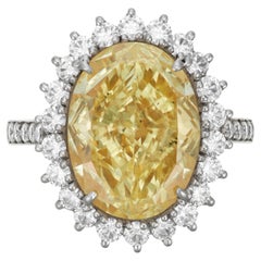 7 Carat Oval Statement Fancy Yellow 14K White Gold A Crown-Worthy Fancy Rarity