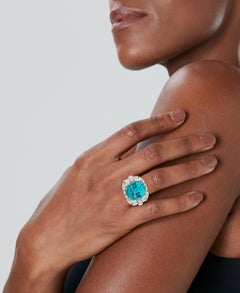 7 Carat Oval Statement Paraiba Blue 14K Gold Signature Sophistication Heirloom
