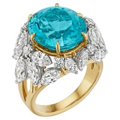 7 Carat Oval Statement Paraiba Blue 14K Gold Signature Sophistication Heirloom