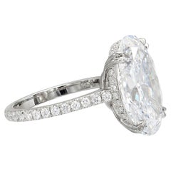 7 Carat Oval Statement Type IIa Brilliant White / D color FL/IF 14K Diamond Ring