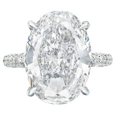 7 Carat Oval Statement Type IIa Brilliant White / D color FL/IF 14K Diamond Ring