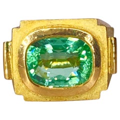 7 Carat Paraiba Tourmaline Ring 18 kt Yellow Gold