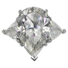 Bague de fiançailles avec diamant en forme de poire de 7 carats certifié F SI1