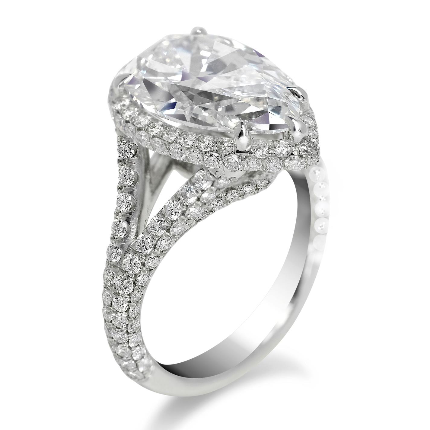 7 Karat birnenförmiger Diamant-Verlobungsring, GIA zertifiziert E IF (Tropfenschliff) im Angebot