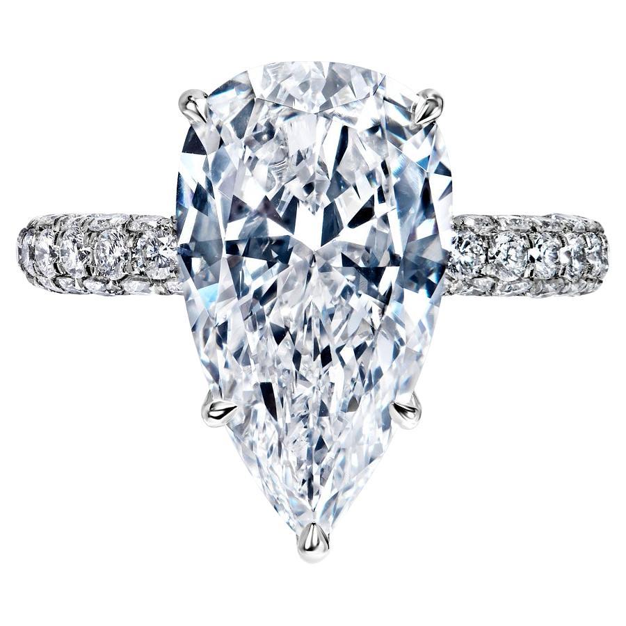 7 Karat birnenförmiger Diamant-Verlobungsring, GIA-zertifiziert F VVS1 im Angebot